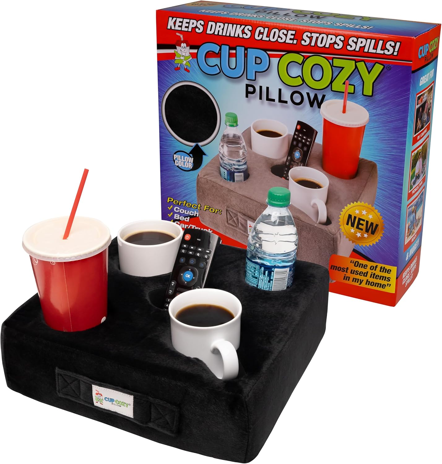 The Original Cup Cozy Pillow 5 Hole Holder for Couch & More