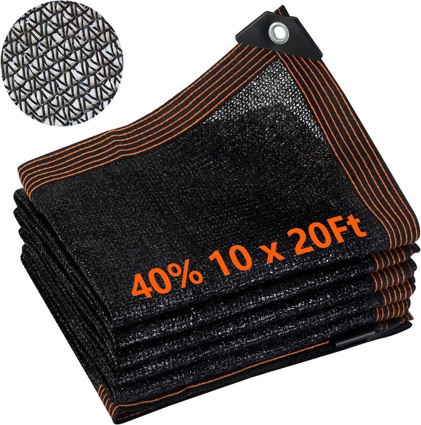 40% Shade Cloth 10x20 FT Durable Sun Shade for Garden Canopy
