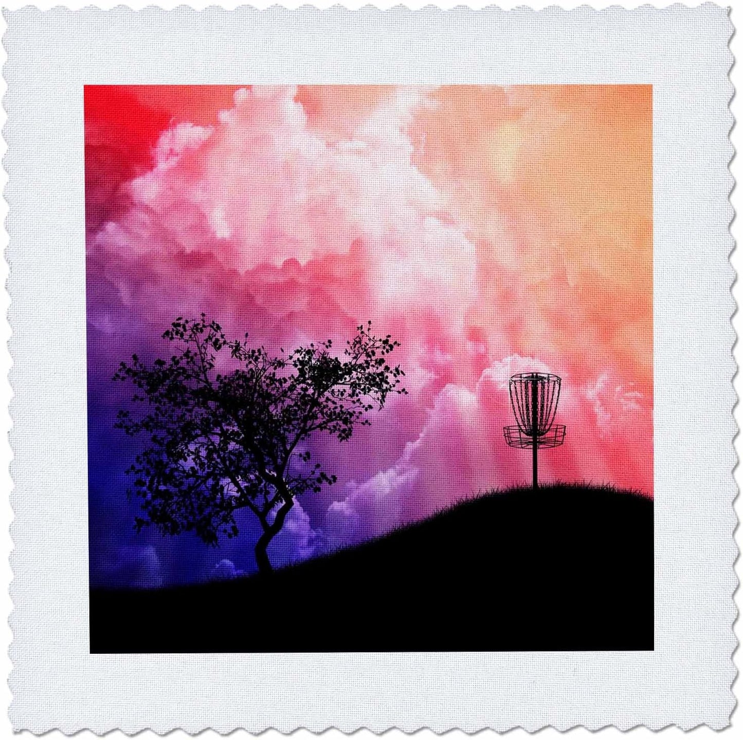 Frisbee Disc Golf Basket Quilt - Colorful 3dRose