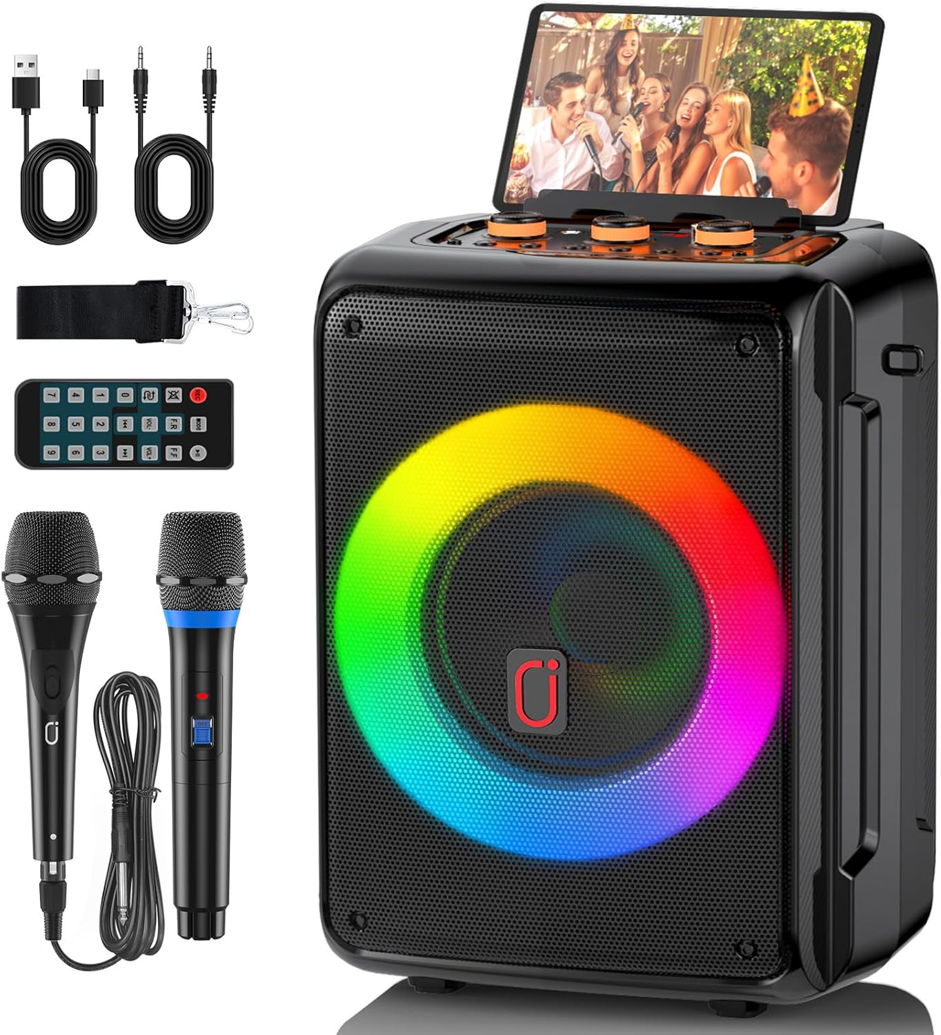 Karaoke Machine with 2 Microphones for Home and Outdoor Fun