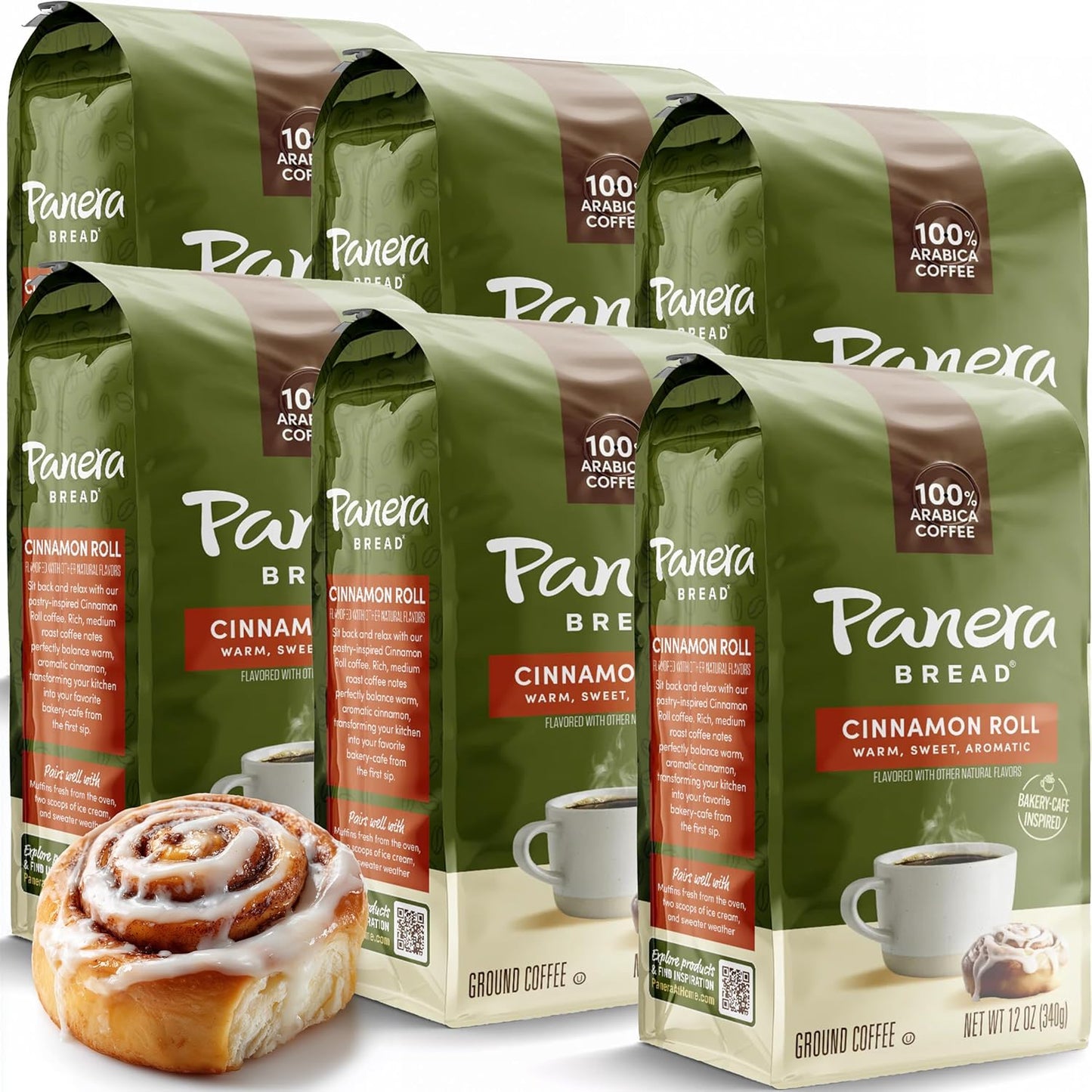 Panera Coffee Cinnamon Roll Ground Coffee for Home Brewing