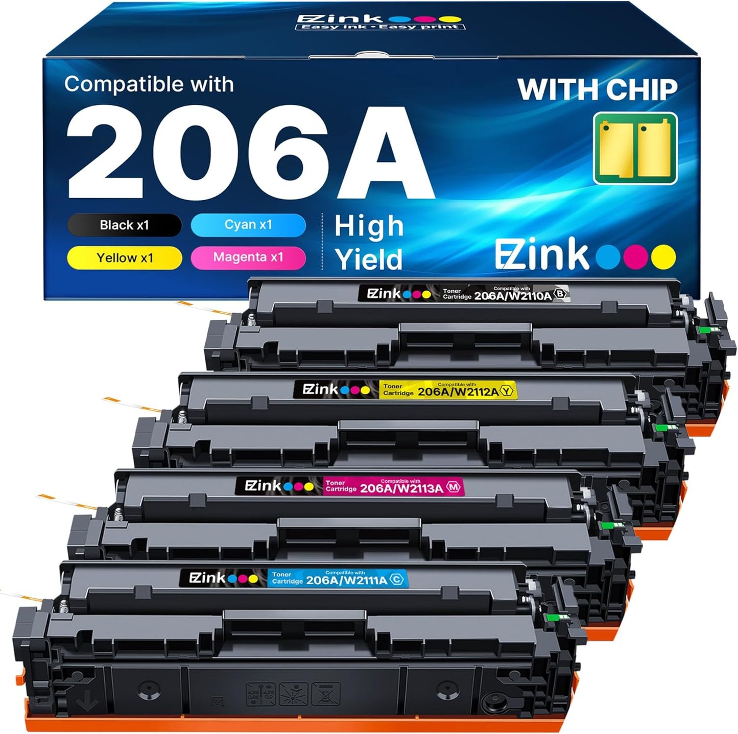 E-Z Ink 206A Toner Cartridges 4 Pack for HP Color LaserJet