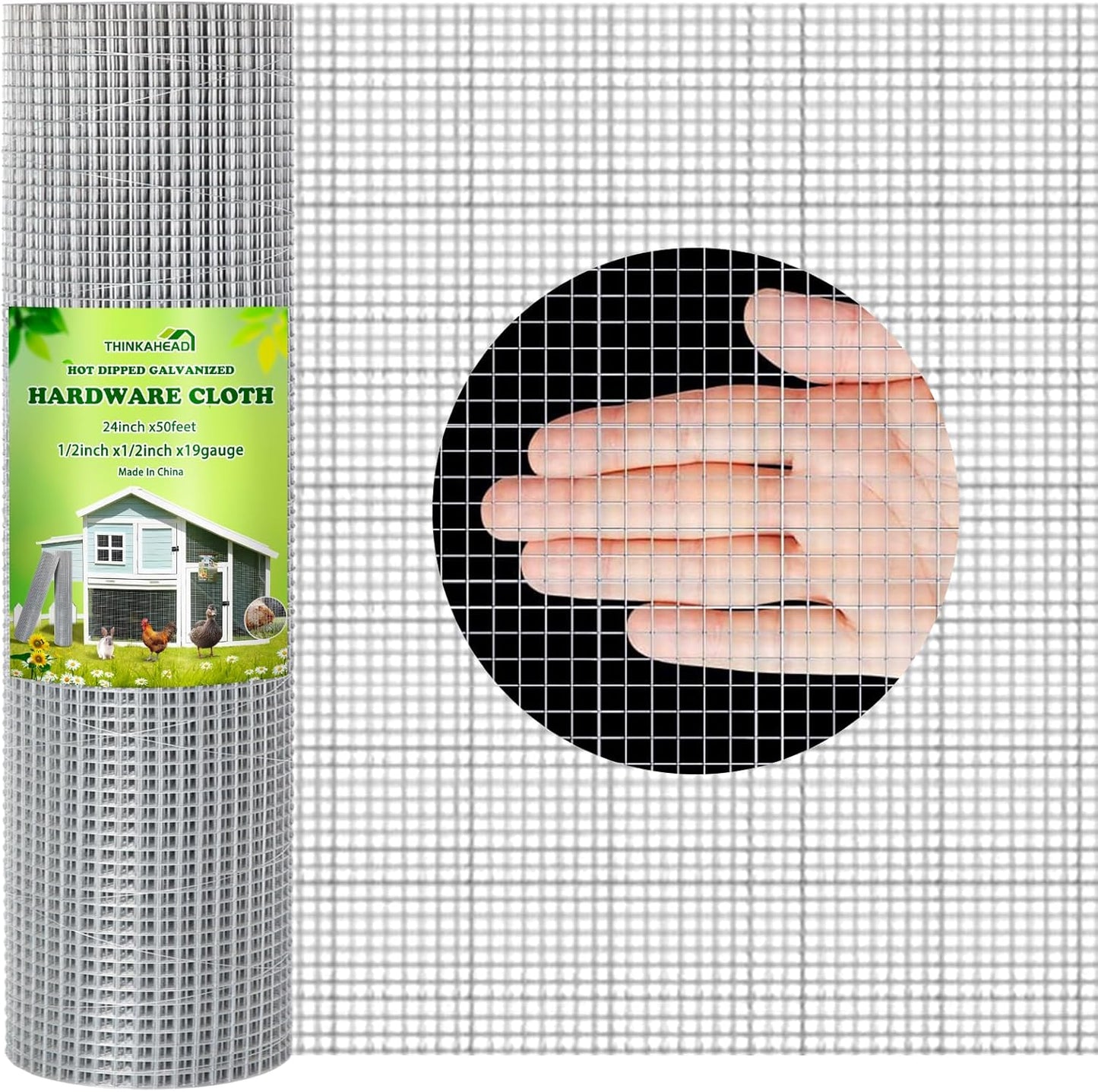 Thinkahead Hardware Cloth 1/2 inch Galvanized Wire Mesh Roll