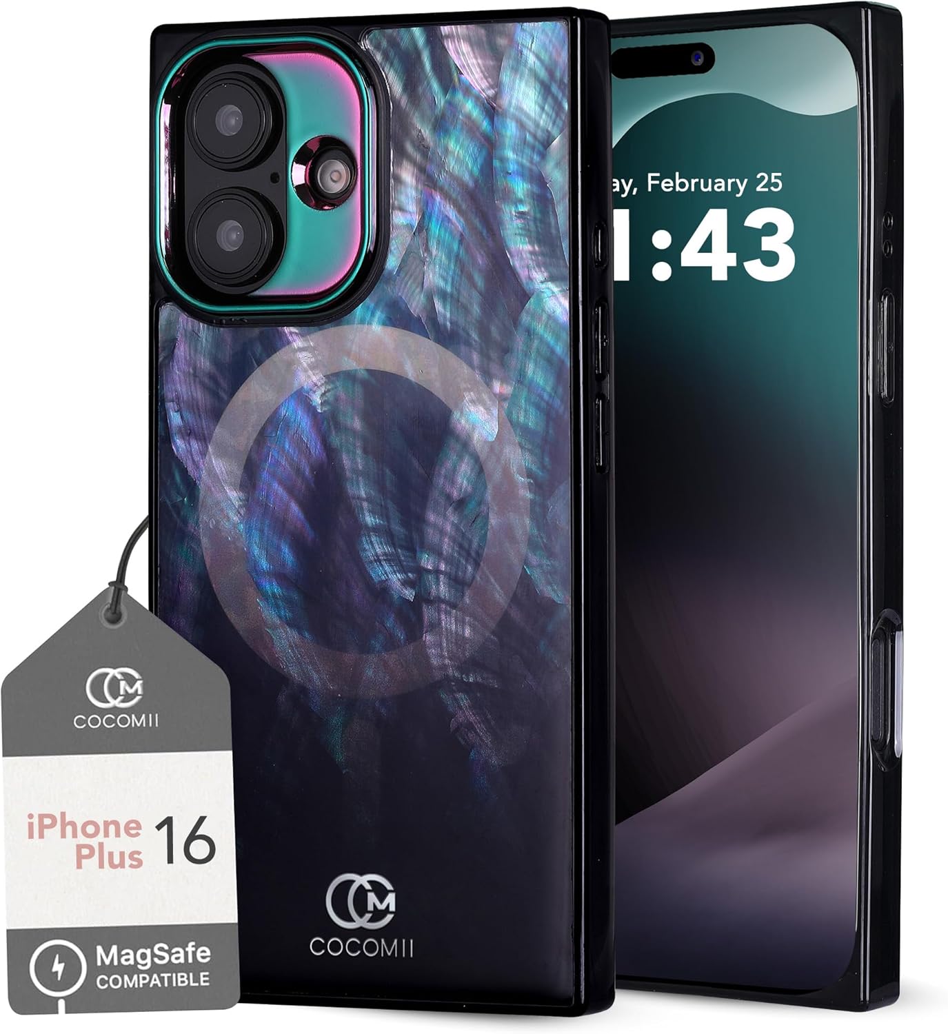 Cocomii Rectangle Case for iPhone 16 Plus - Glossy Black Design