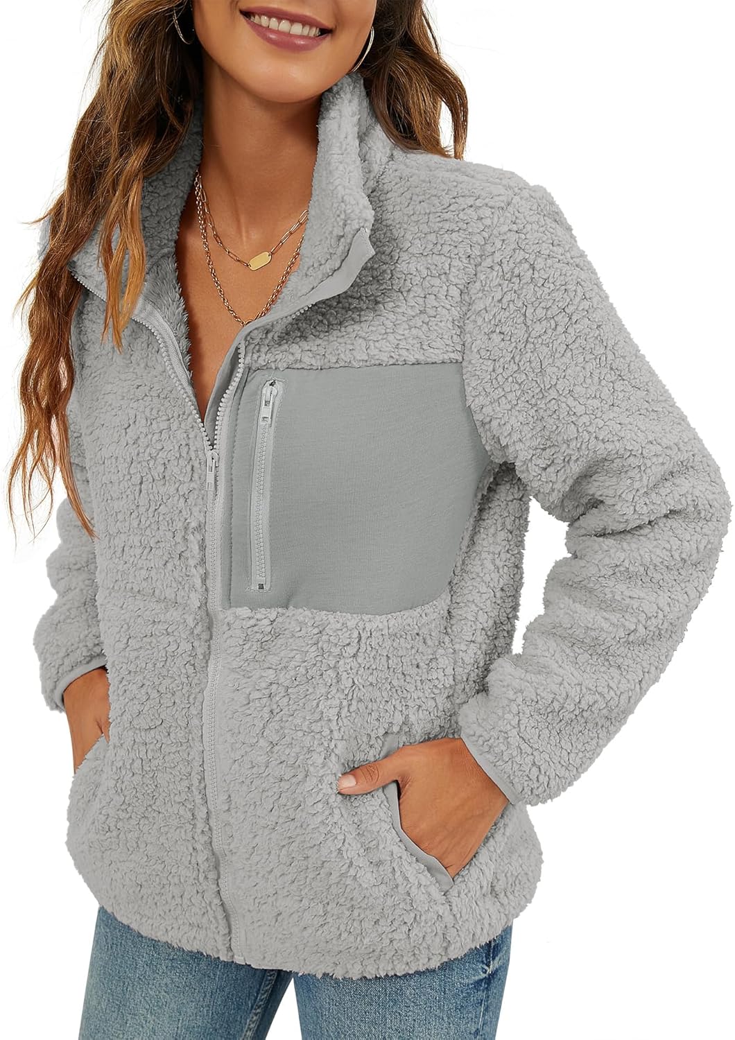 VVK Women's Fashion Faux Shearling Shaggy Full Zip Coat Review