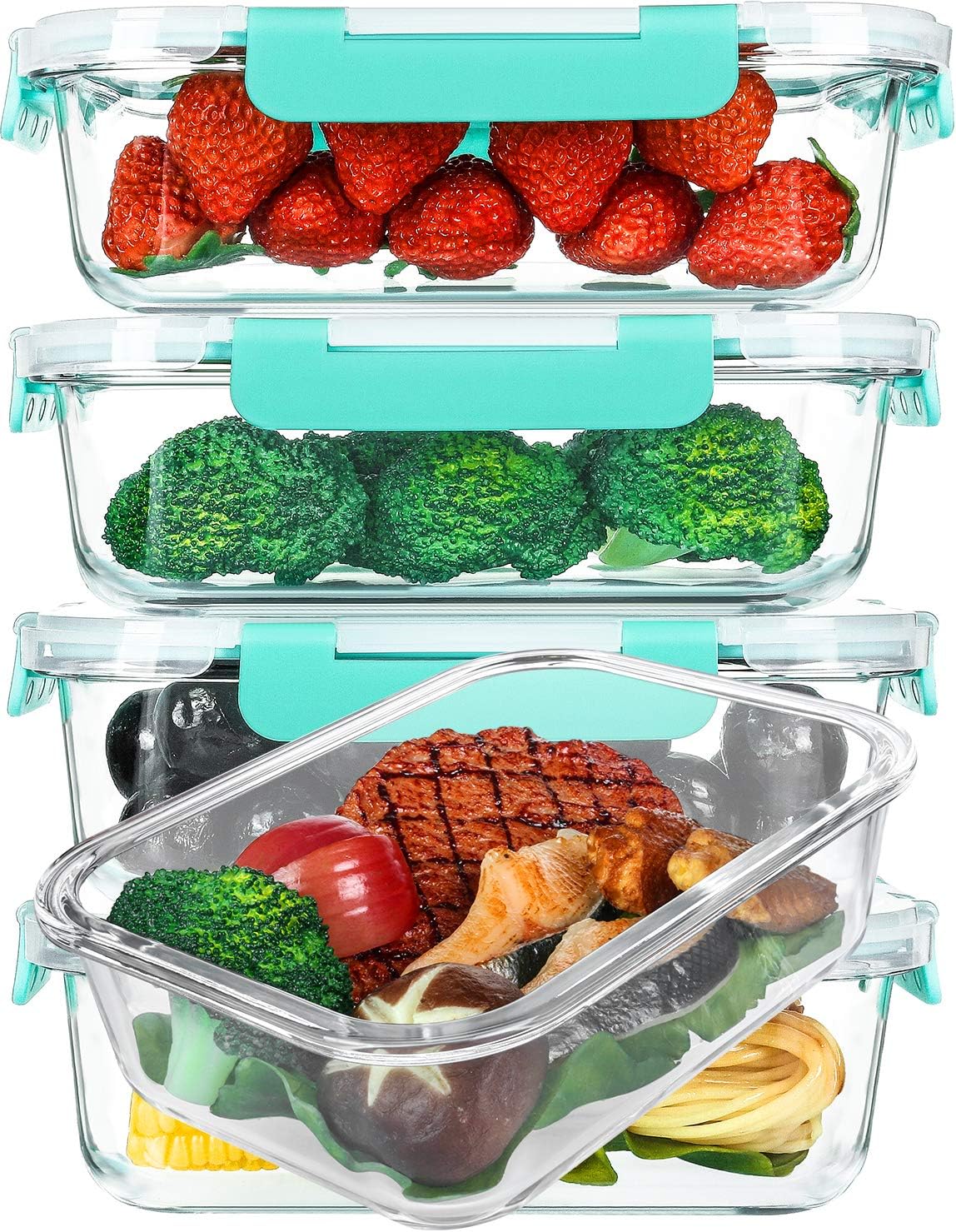 5-Pack 36 Oz Glass Meal Prep Containers with Locking Lids