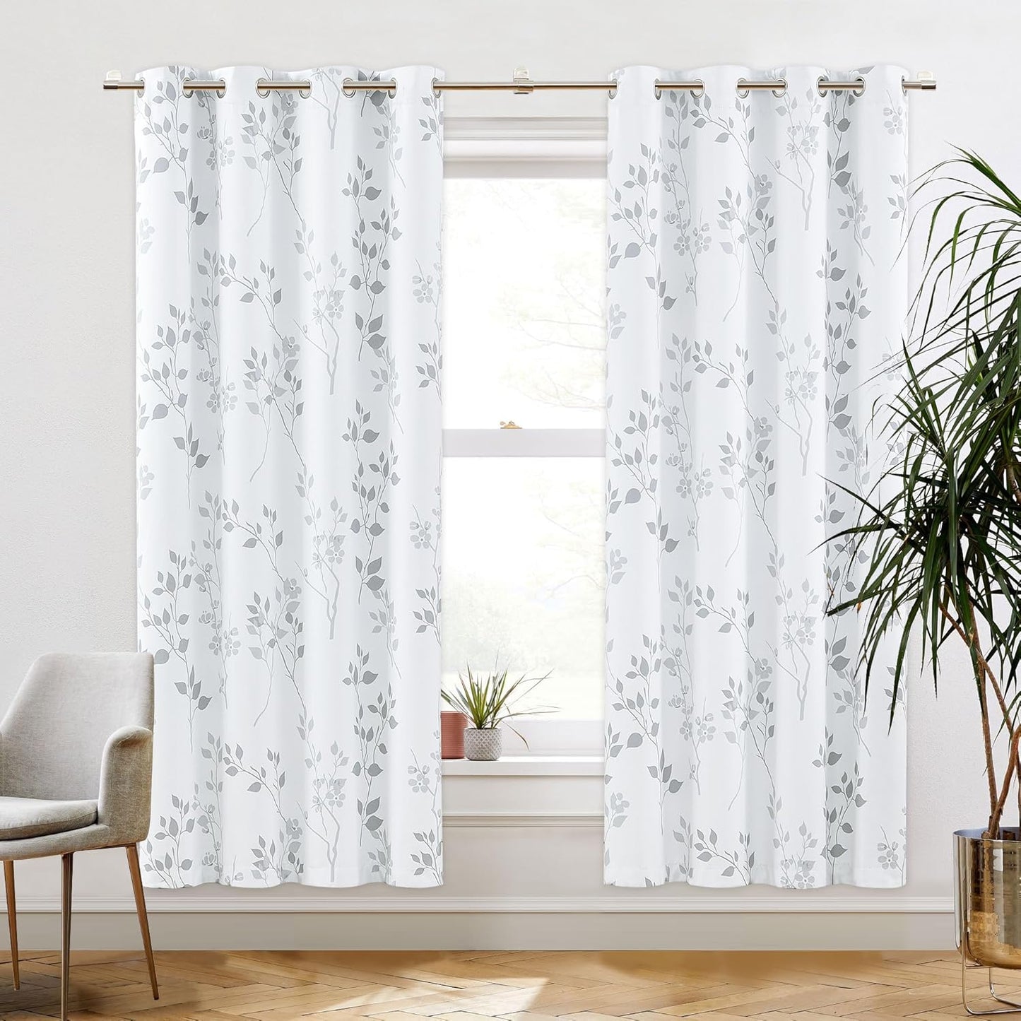 Beauoop Floral Blackout Curtains for Bedroom Living Room 72 in