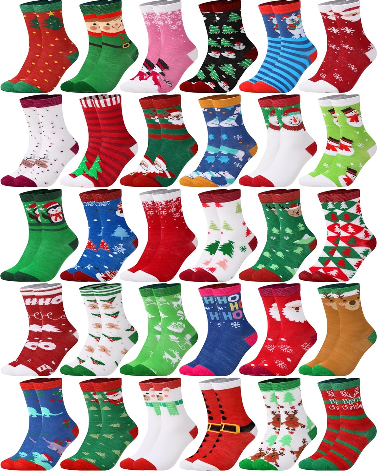 30 Pair Kid Christmas Socks for Toddler Boys and Girls Fun