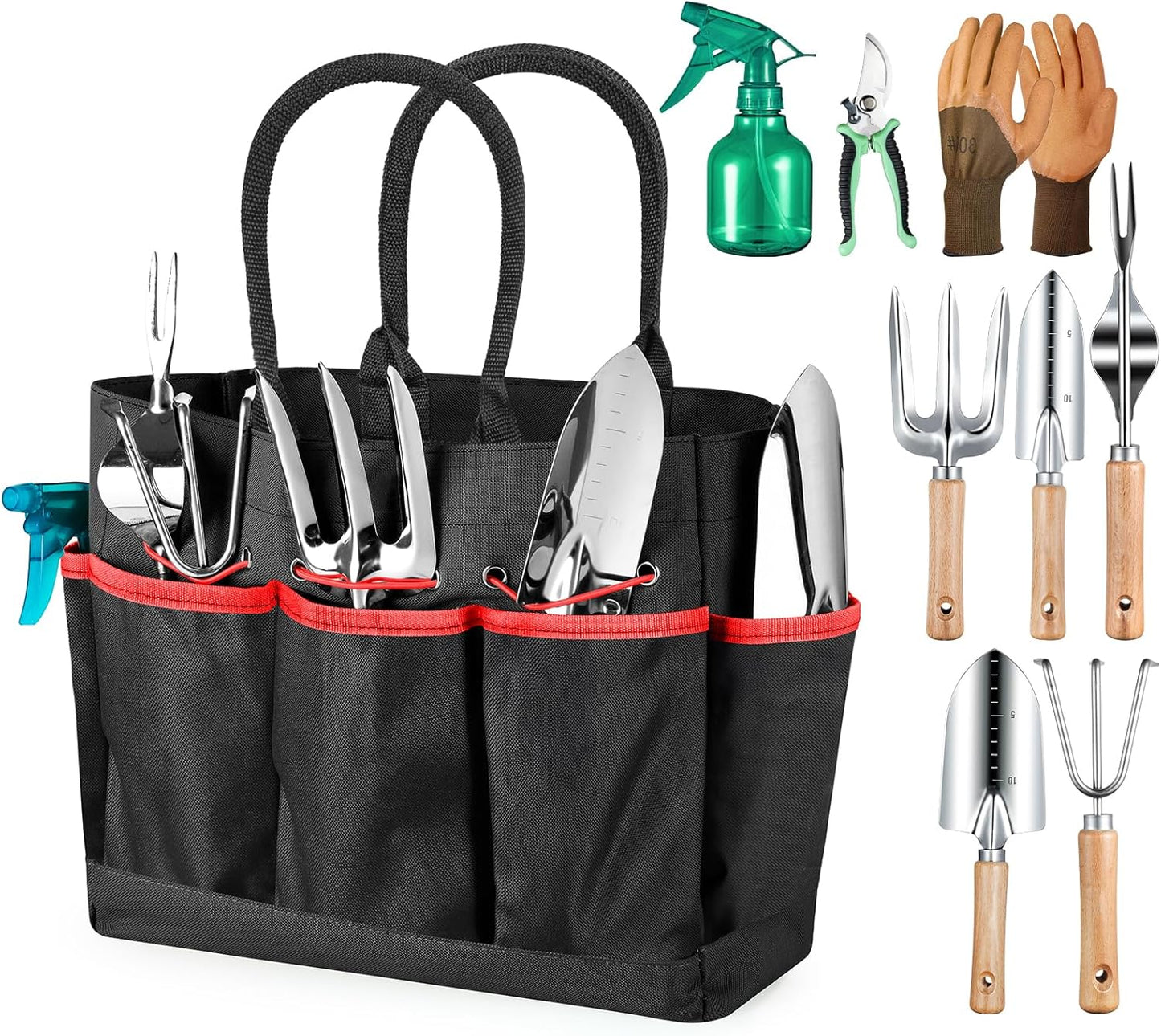 Heavy Duty Gardening Hand Tools Set with Organizer Bag for Gardeners