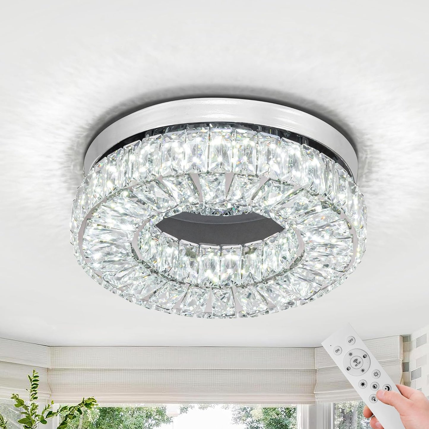 11.8 Crystal Ceiling Light Fixture for Modern Spaces