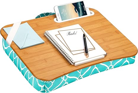 LapGear Designer Lap Desk with Phone Holder - Aqua Trellis