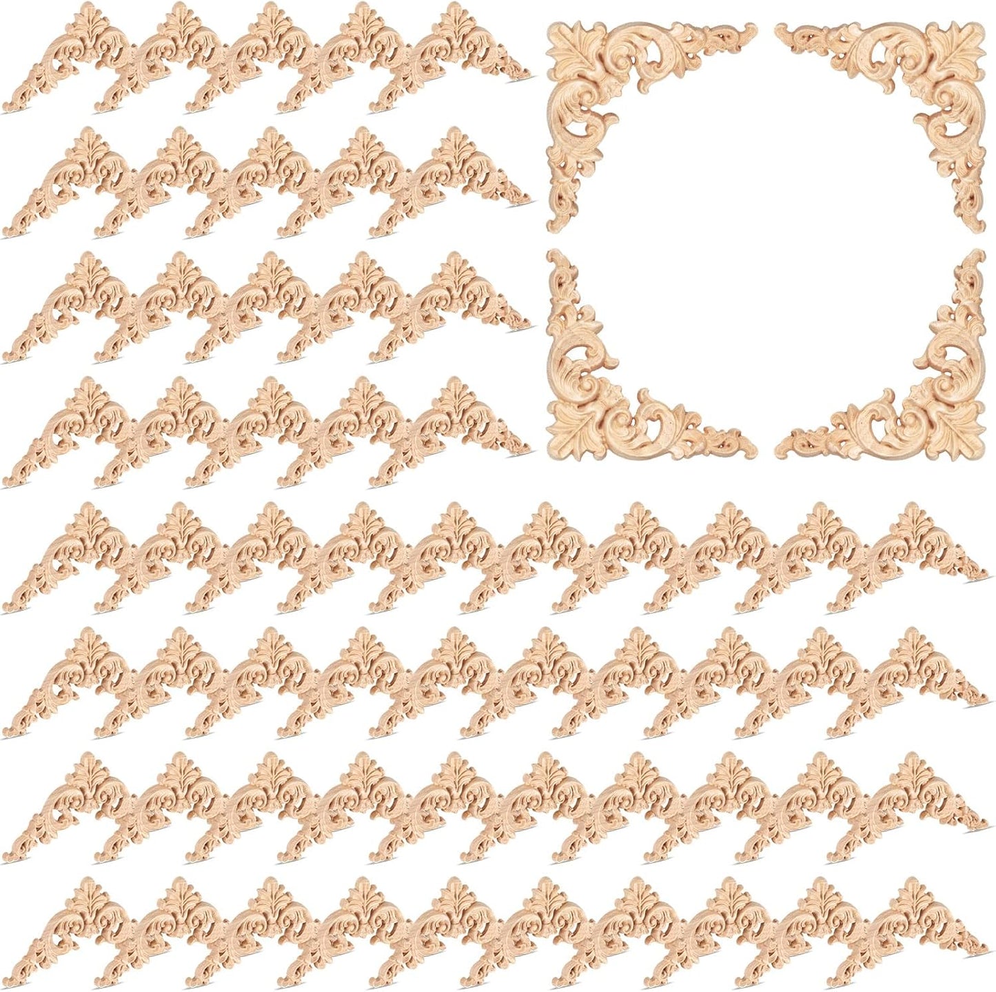 60 Pcs Wood Applique Onlays for Elegant Home Furniture Decor