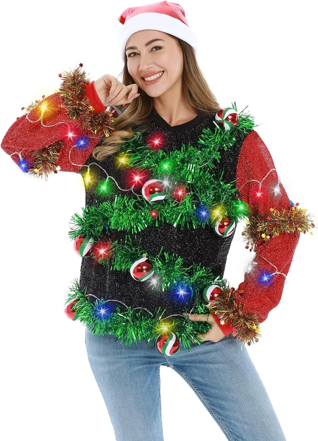 LED Ugly Christmas Sweater for Women and Men with Lights