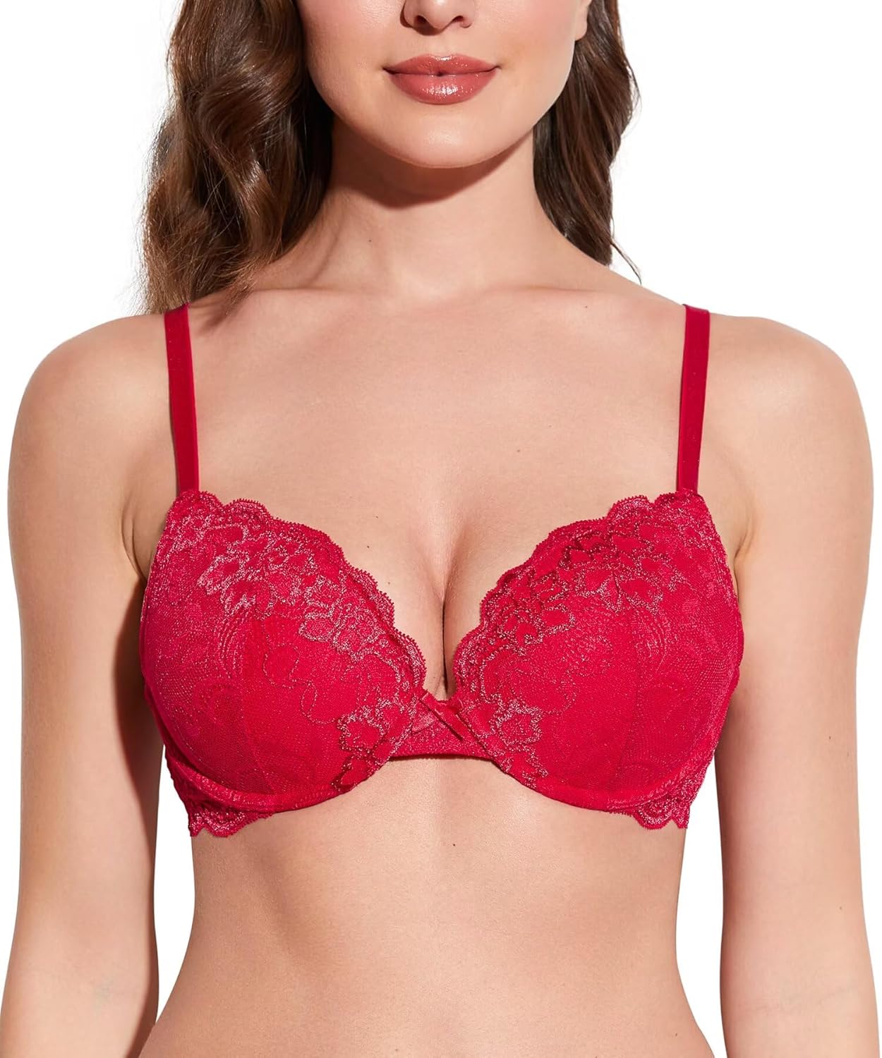 Deyllo Womens Push Up Lace Bra for Comfort and Support