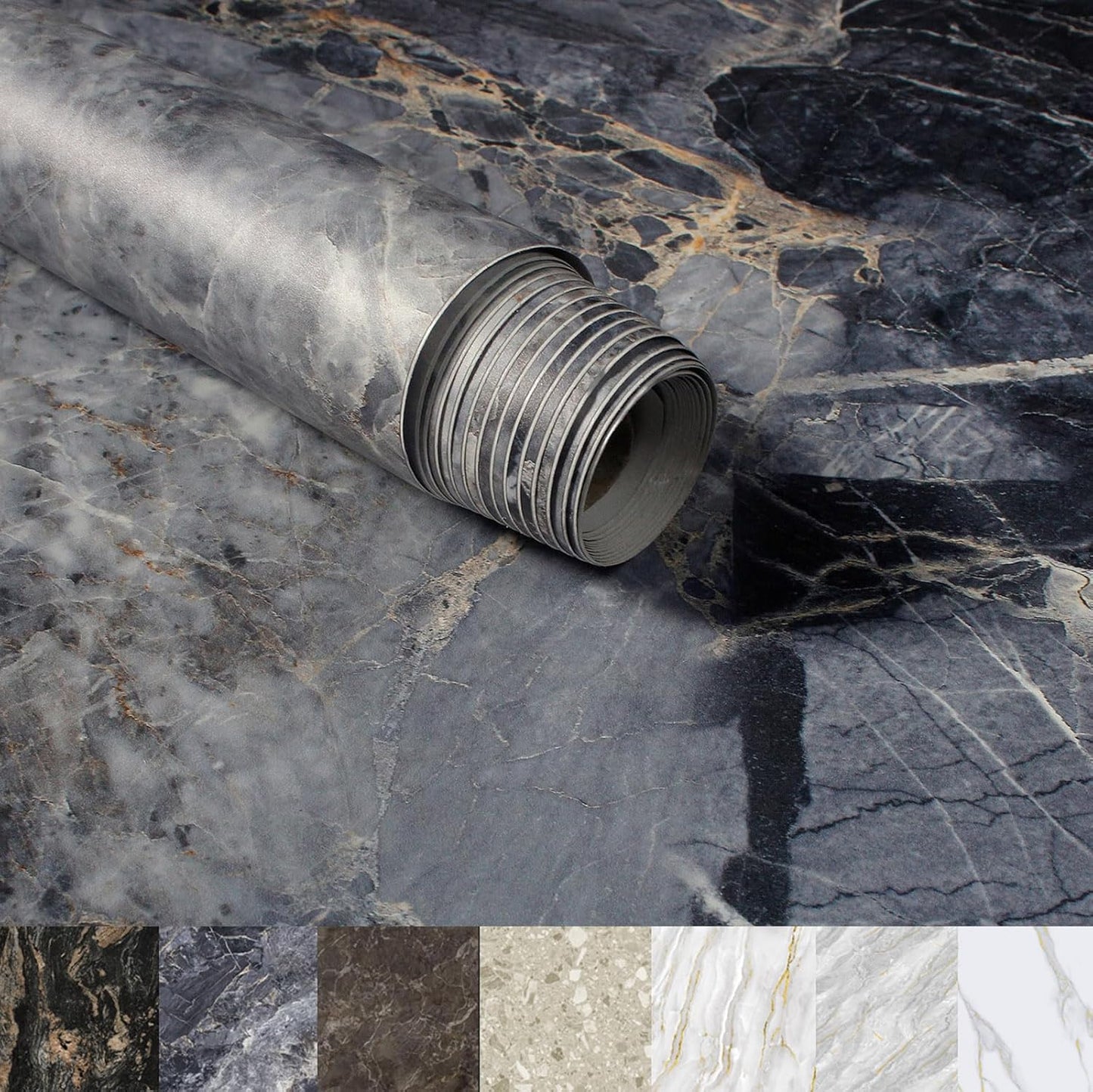 Marble Contact Paper for Countertops Cover - Matte Blue Peel and Stick