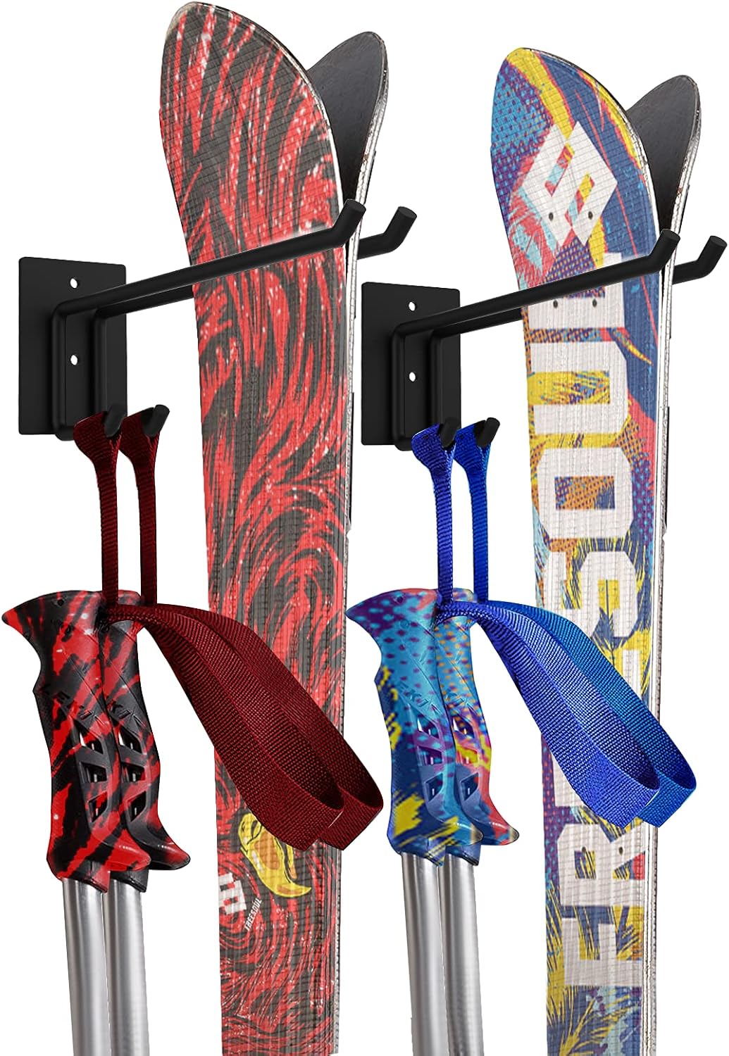 Foozet Heavy Duty Ski Rack - Hold 2 Pairs, 100lbs