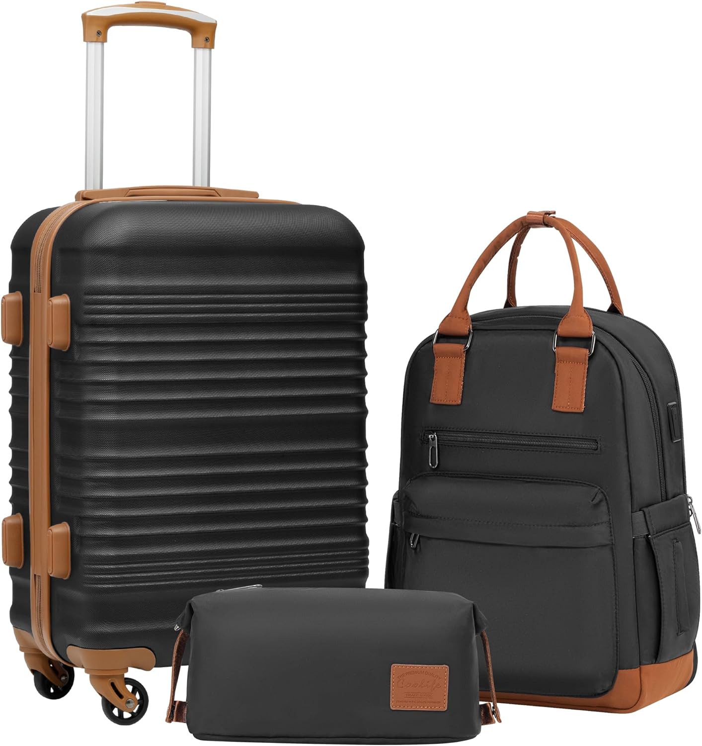 Coolife Luggage Set 3 Piece Hardside Suitcase with TSA Lock