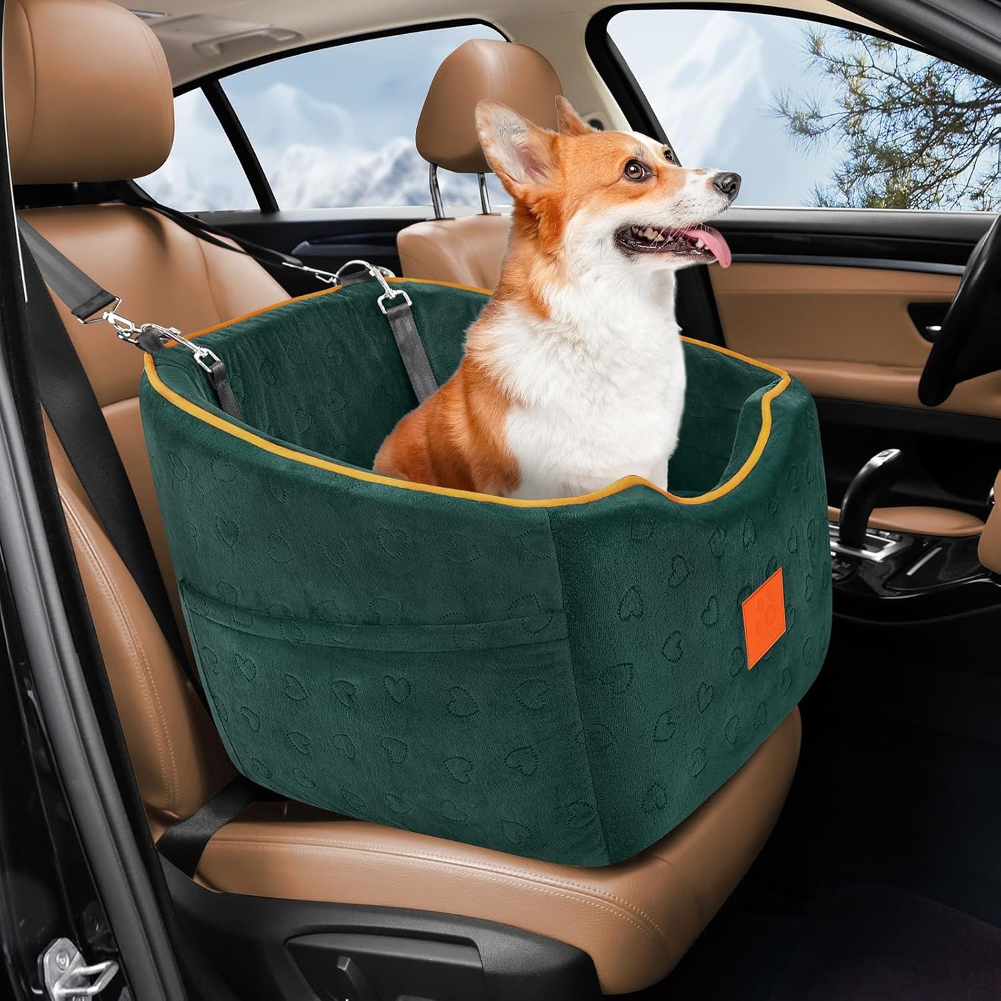Dog Car Seat for Small Dogs - Elevated Memory Foam Booster Seat