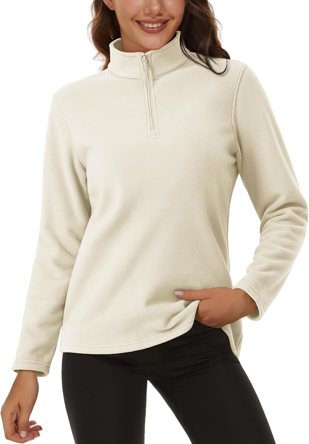 MAGCOMSEN Women's Quarter Zip Pullover Fleece Jacket for Comfort