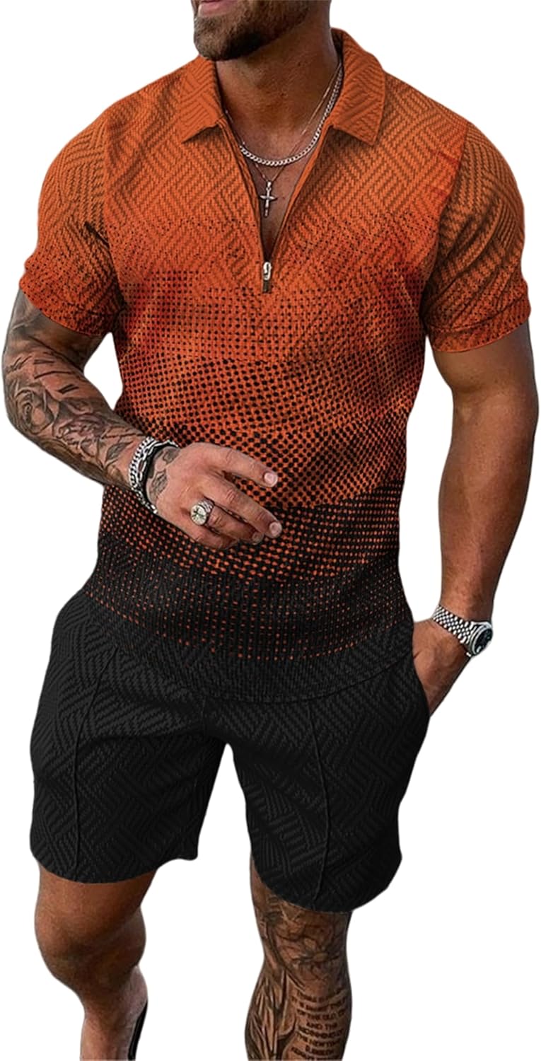 Men's Short Sets Outfits 2 Piece Summer Tracksuit for Comfort