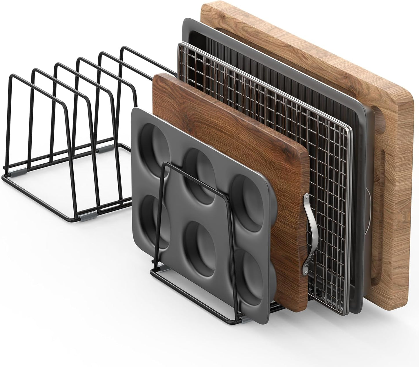Cutting Board Organizer Rack for Kitchen - Heavy-Duty Steel Holder