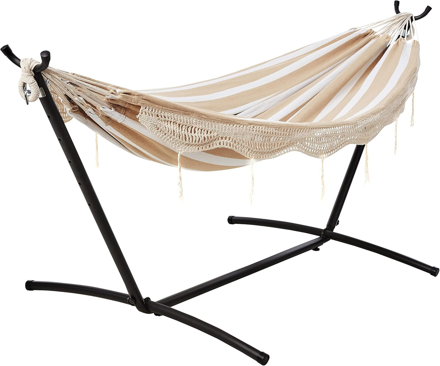 Basics Double Hammock: 450 lb Capacity, Beige Stripe