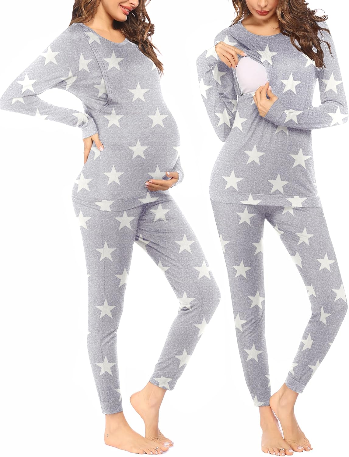 Ekouaer Nursing Pajama Set for Comfortable Breastfeeding Sleepwear
