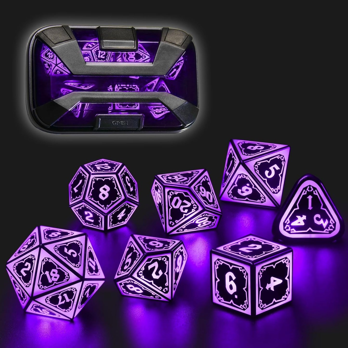Light Up DND Dice Set Rechargeable for Tabletop RPG Adventures