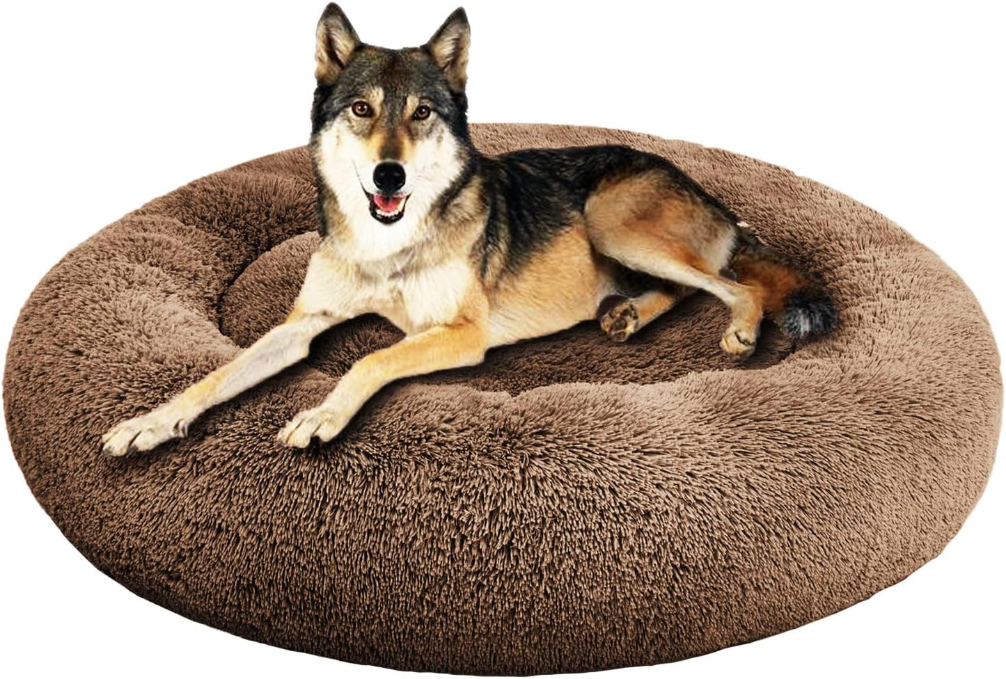 SAVFOX Plush Calming Donut Dog Bed for Small to X-Large Breeds