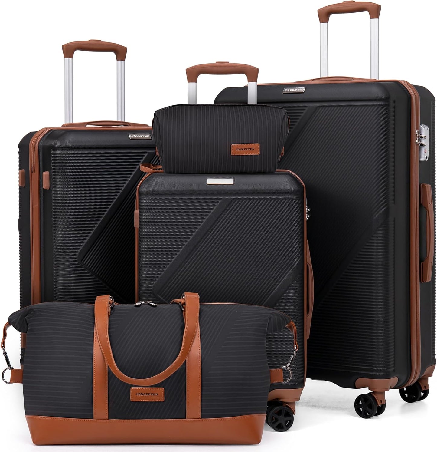 Lightweight 5 Piece Luggage Set With Wheels and TSA Lock