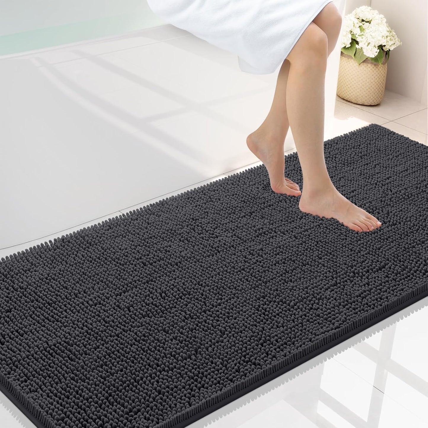 Smiry Luxury Chenille Bathroom Rugs 59x24 for Soft Comfort