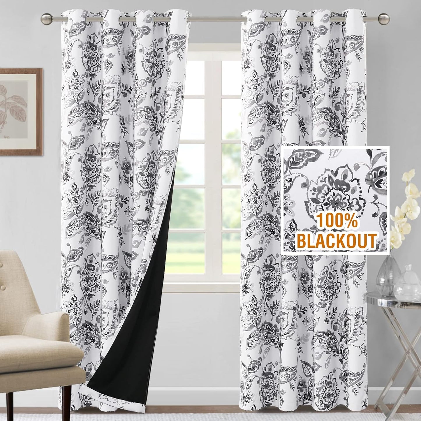H.VERSAILTEX 100% Blackout Curtains for Bedroom in Grey