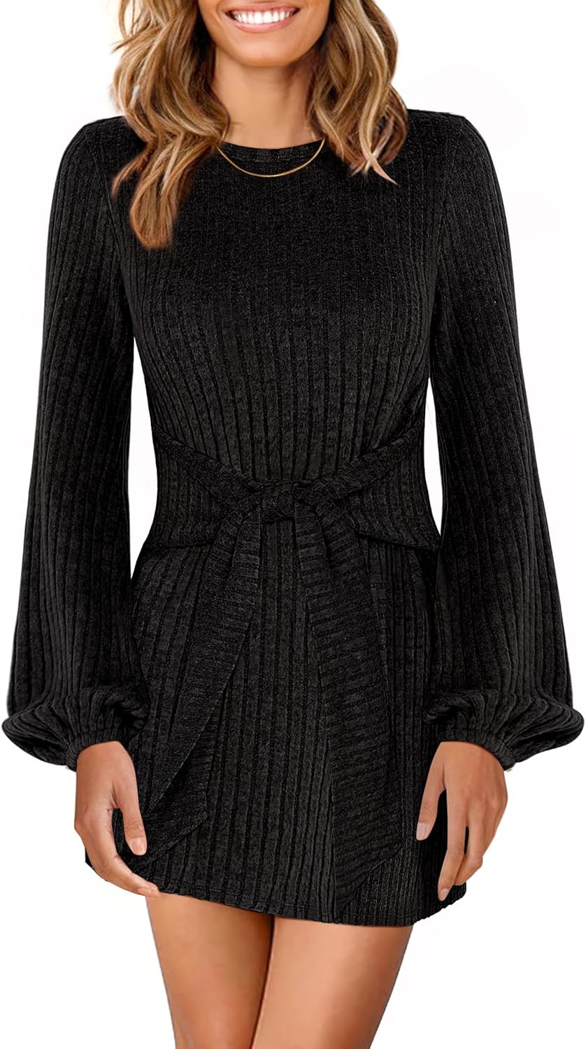 Stylish ANRABESS Womens Fall Dress with Lantern Sleeves