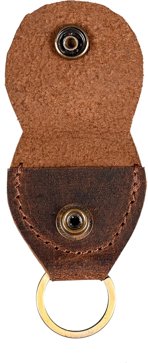 Vintage Leather Guitar Pick Holder & Keychain - Durable Compact Design