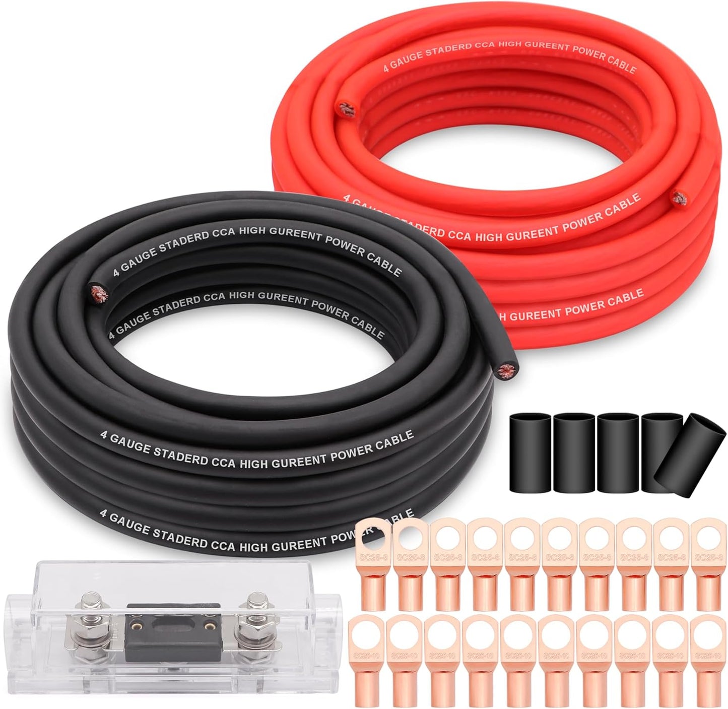 4 Gauge Wire Copper Clad Aluminum CCA 50FT Power Ground Kit