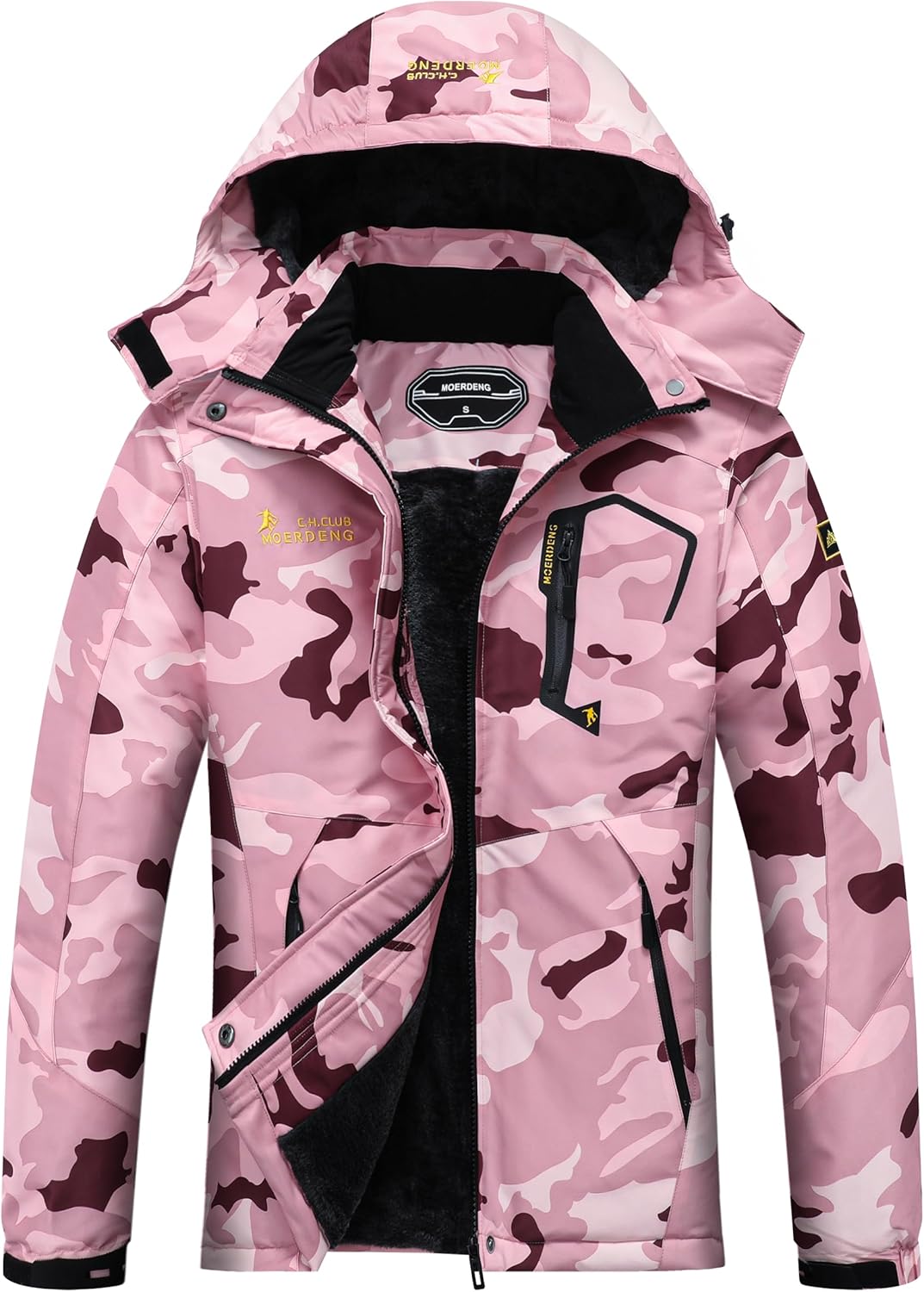 MOERDENG Women's Waterproof Ski Jacket for Winter Sports