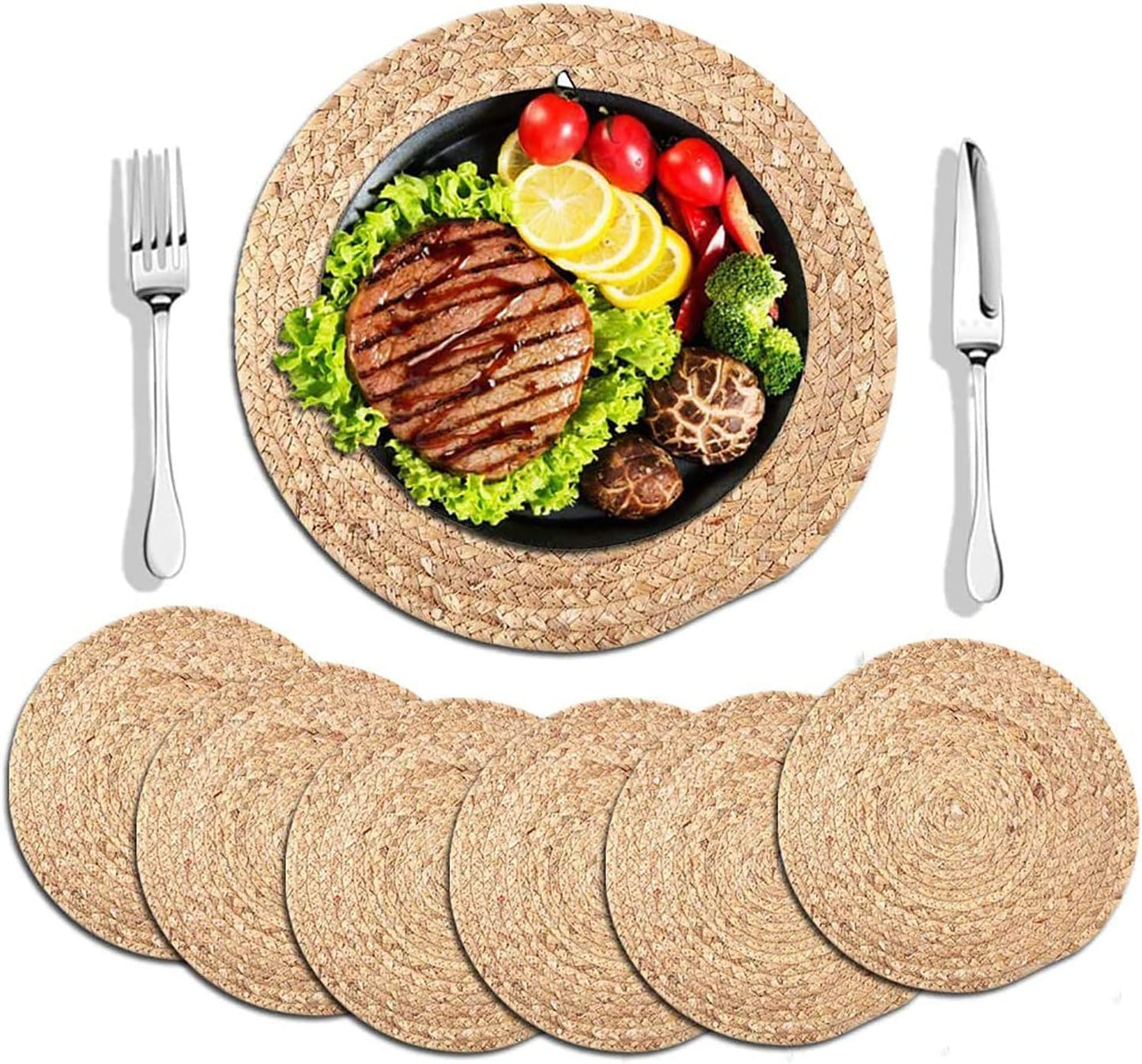 Set of 6 Water Hyacinth Placemats by WENFOME