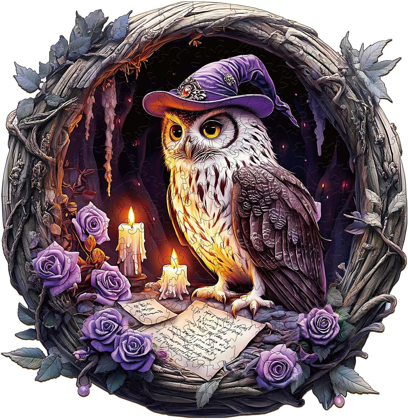 KAAYEE Wooden Puzzles for Adults 300 Pieces Halloween Owl Gift