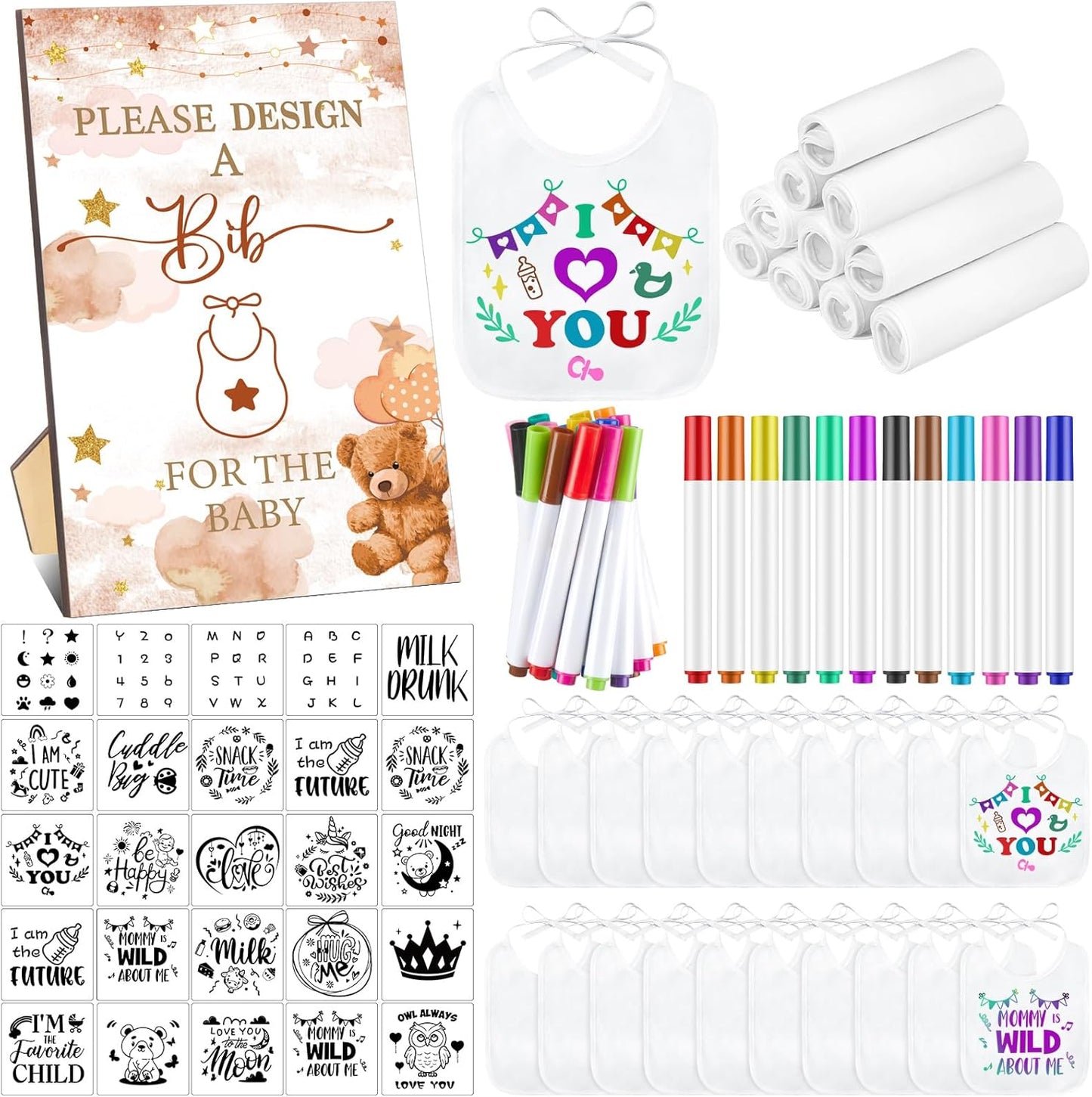 DIY Baby Bibs Decorating Kit for Fun Baby Showers and Parties