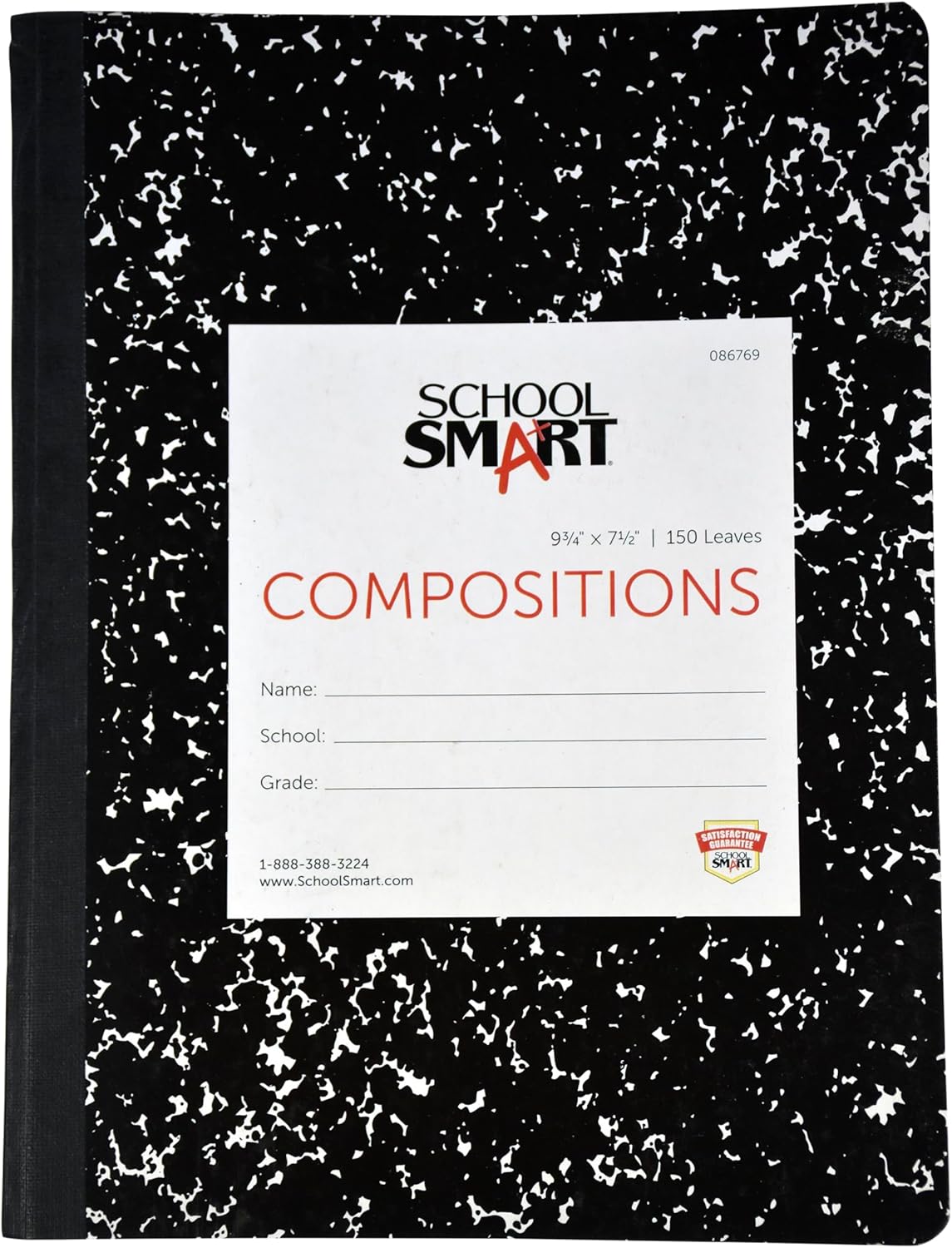 School Smart 150 Sheet Composition Book, Durable Hard Cover, 9-3/4 x 7-1/2
