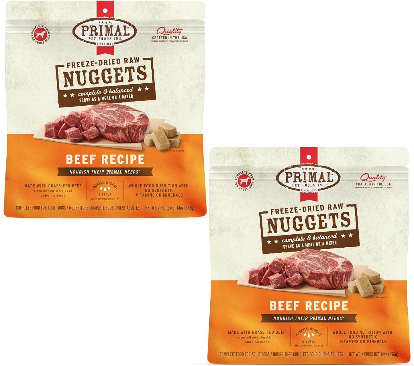 Primal Freeze Dried Raw Dog Food Nuggets, Healthy Beef Meal