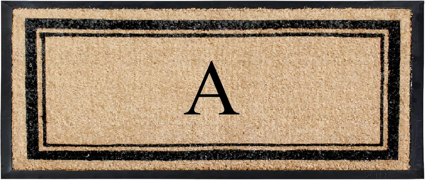 Natural Coir & Rubber Hand Flocked Large Monogrammed Door Mat
