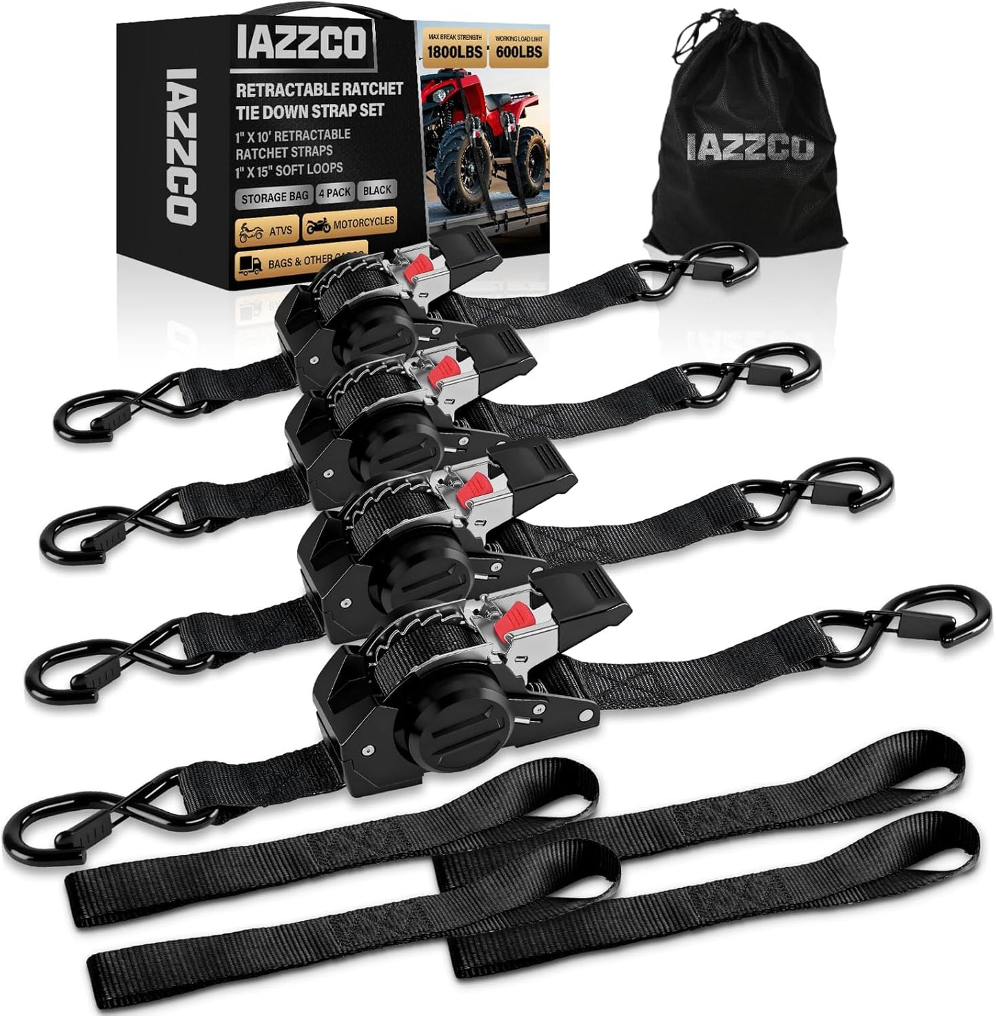Retractable Ratchet Tie Down Straps for Heavy Duty Cargo Use