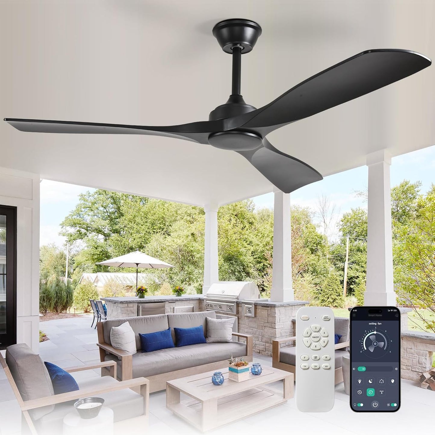 Depuley Ceiling Fan Without Light: 52 Inch Indoor Outdoor Fan