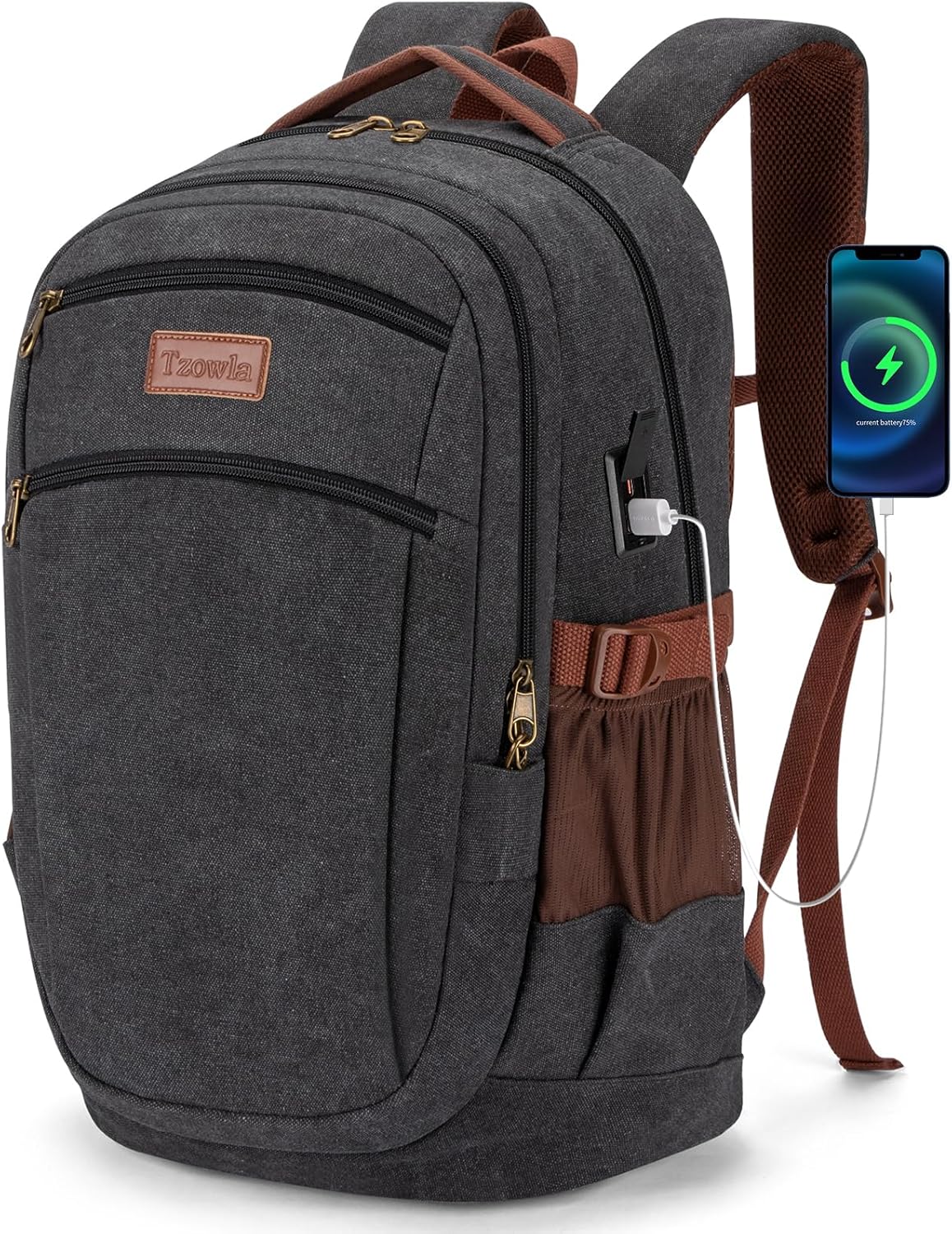 Tzowla Vintage Canvas Laptop Backpack for Travel and Work