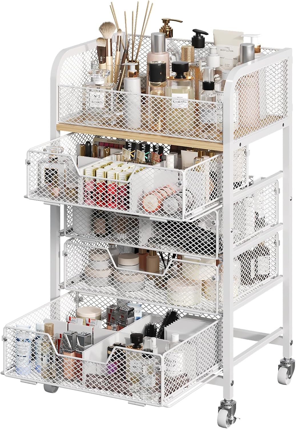Makeup Cart Organizer with 4 Drawers for Skincare Storage