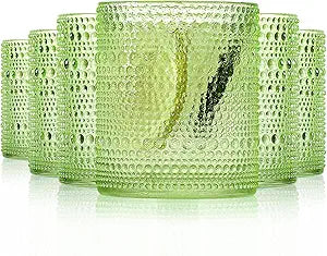 Romantic Water Glasses Set of 6, Vintage Hobnail Design