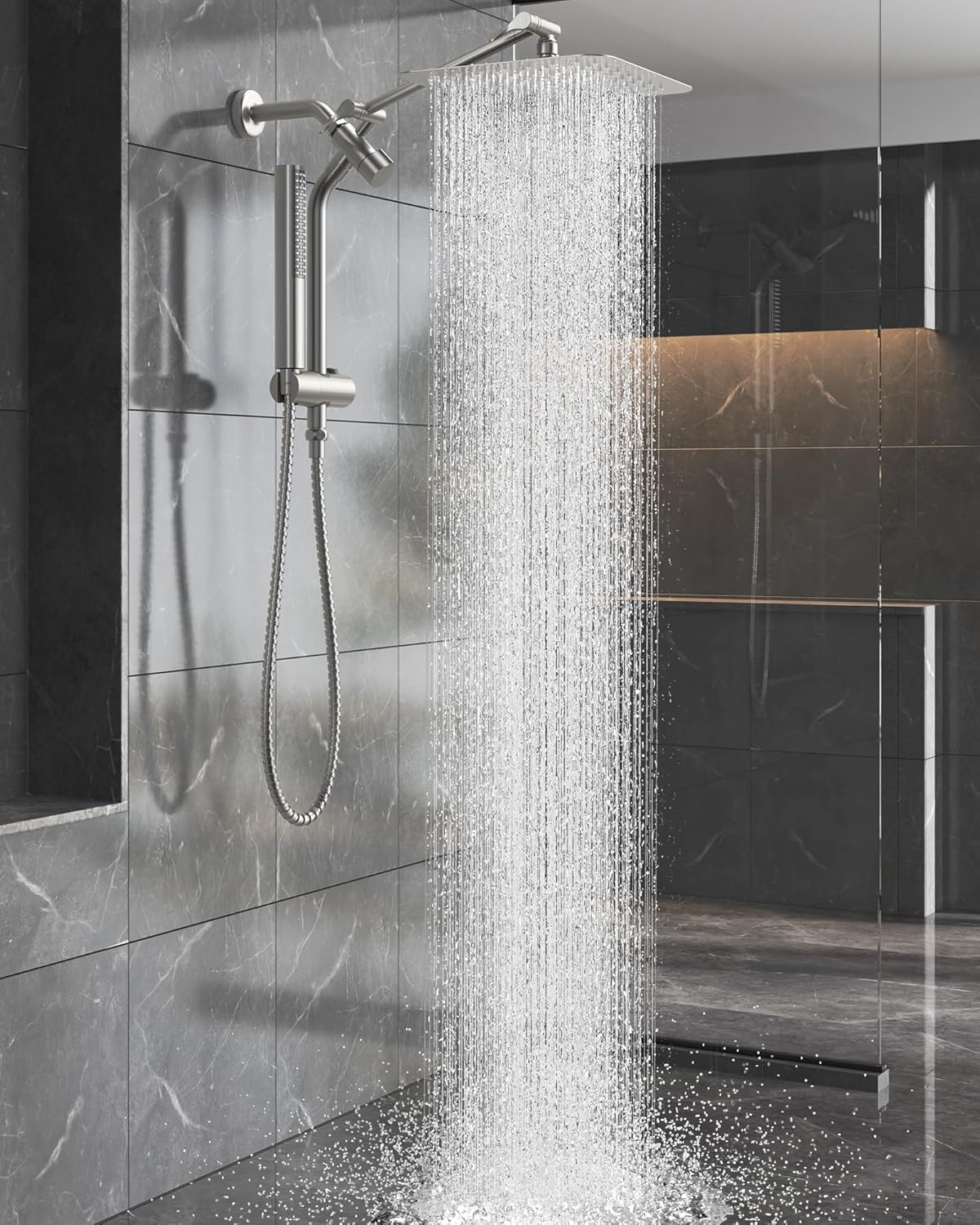 Veken Brushed Nickel Shower Head with Handheld Spray Combo