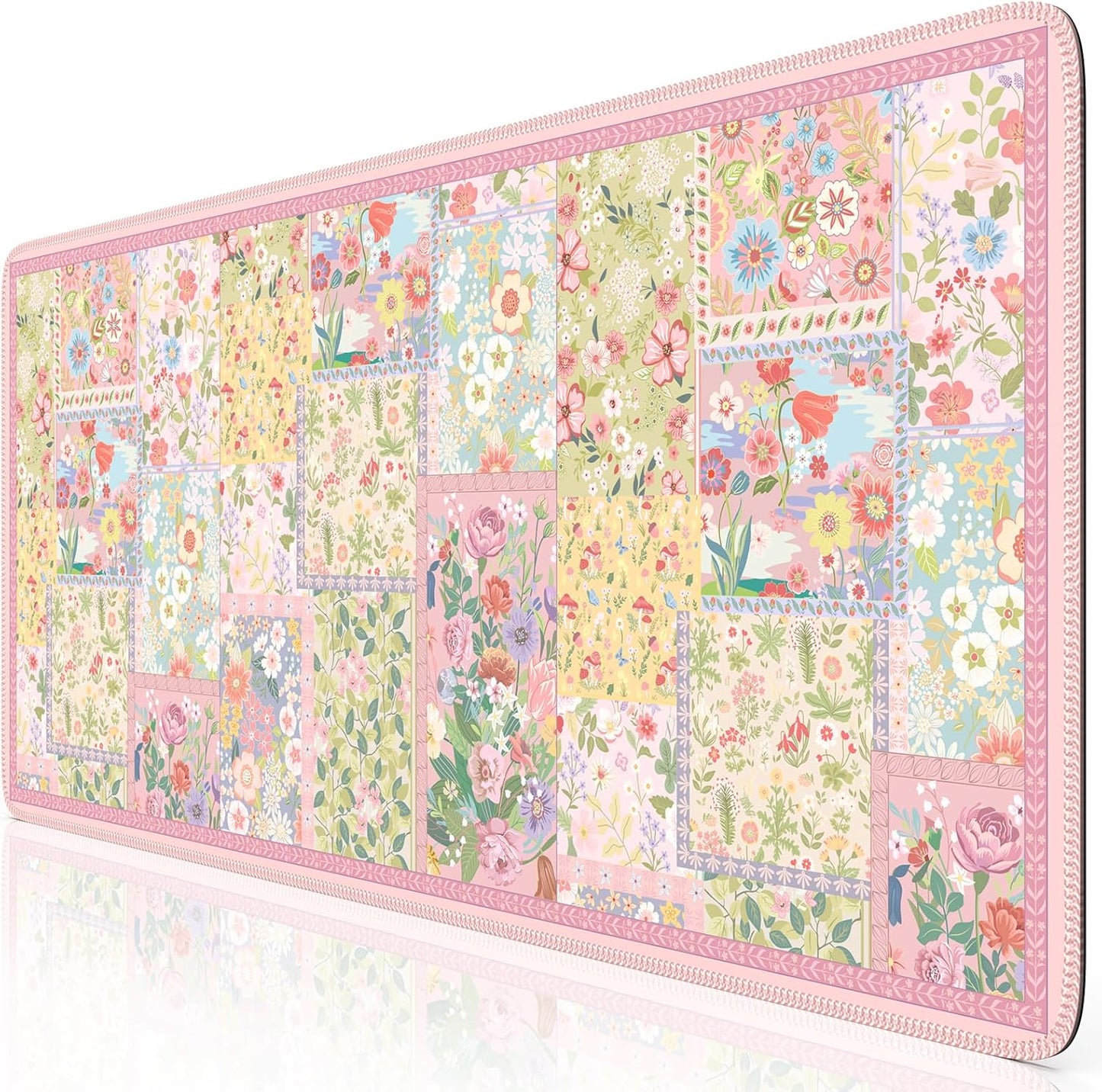 iCasso Pink Floral Desk Mat - Anti-Slip XXL Mousepad