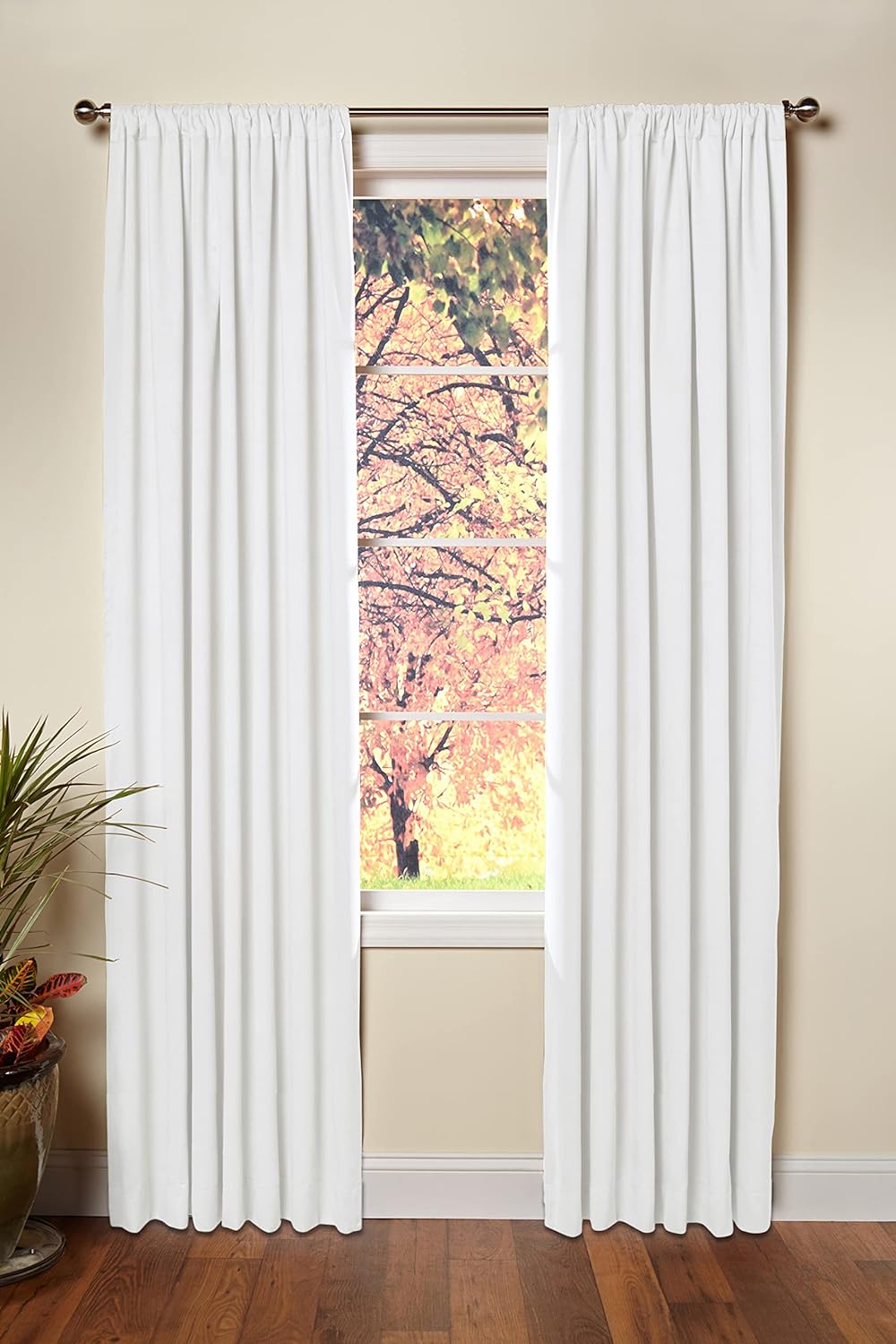 Cotton Craft White Duck Curtain Panels - Set of 2 - Elegant 108 Drapes